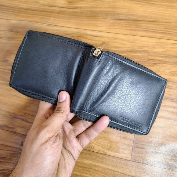 Men's Zipper Bifold Leather Wallet with RFID Blocking - Picture 7 of 8